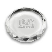 USC Trojans Class of 2025 Engraved Optic Crystal Faceted Paperweight